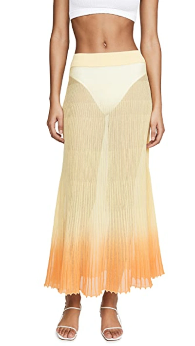 Shop Jacquemus The Long Helado Skirt In Faded Orange