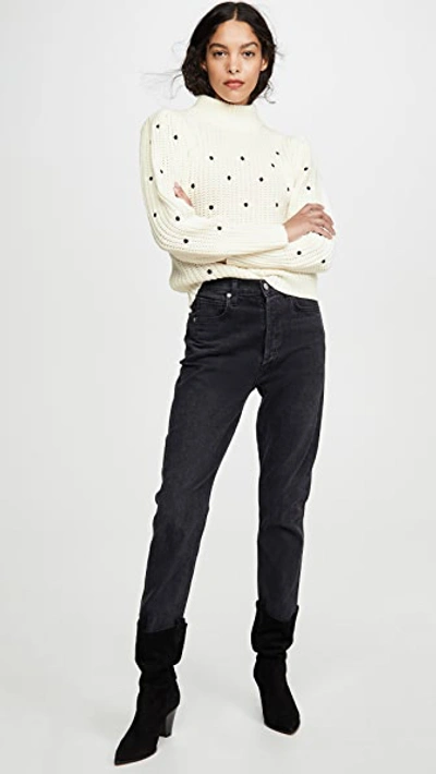 Shop English Factory Dot Embroidered Sweater In White