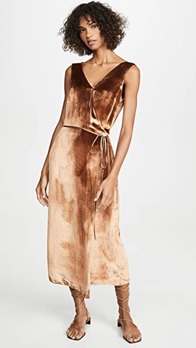 Shop Vince Panne Wrap Dress In Rose Gold