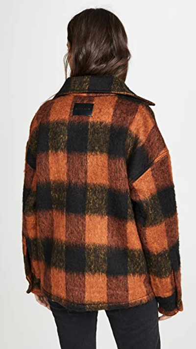 Shop Anine Bing Samone Jacket In Orange Plaid