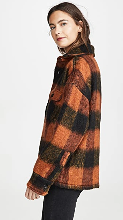 Shop Anine Bing Samone Jacket In Orange Plaid