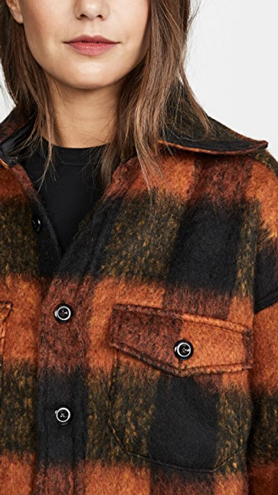 Shop Anine Bing Samone Jacket In Orange Plaid