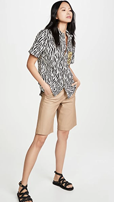 Shop R13 Tony Shirt In Zebra With Yellow Leopard