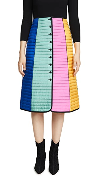 Shop Tory Burch Colorblock Quilted Skirt In Duchess Blue