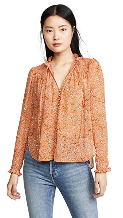 Shop Free People Lela Blouse In Coral