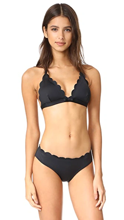 Shop Kate Spade Scalloped Triangle Bikini Top In Black