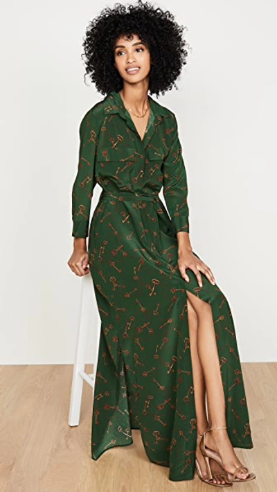 Shop L Agence Cameron Long Shirt Dress In Pine Multi Keys