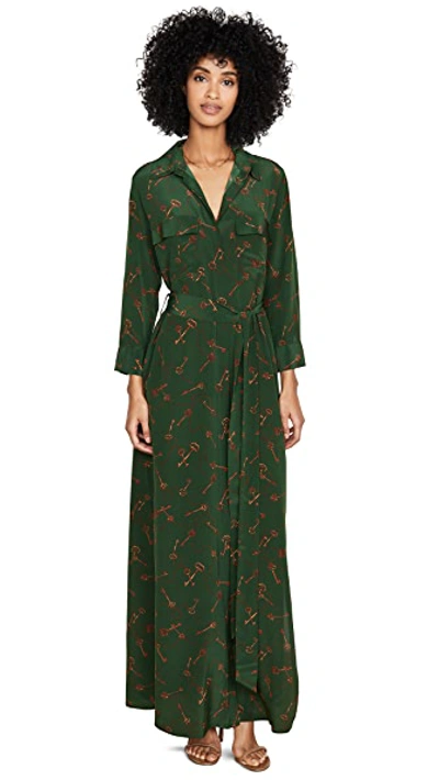 Shop L Agence Cameron Long Shirt Dress In Pine Multi Keys