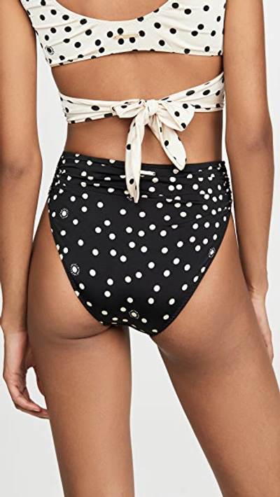 Shop Stella Mccartney Draped High Waist Bikini Bottoms In Black/cream
