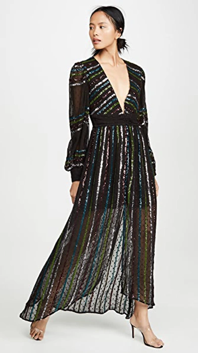 Shop Rococo Sand Sequin Long Dress In Black