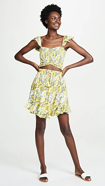 Shop Tiare Hawaii Hollie Top & Skirt Set In Shimmer Yellow/grey