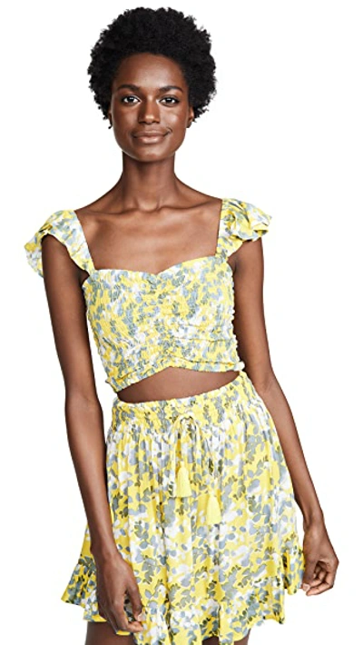 Shop Tiare Hawaii Hollie Top & Skirt Set In Shimmer Yellow/grey