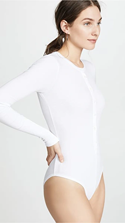 Shop Fleur Du Mal Henley Bodysuit In White