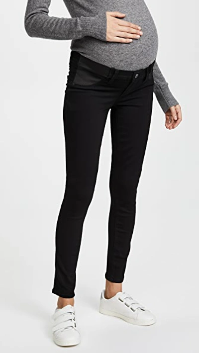 Paige Verdugo Mid Rise Maternity Skinny Jeans In Black Shadow | ModeSens