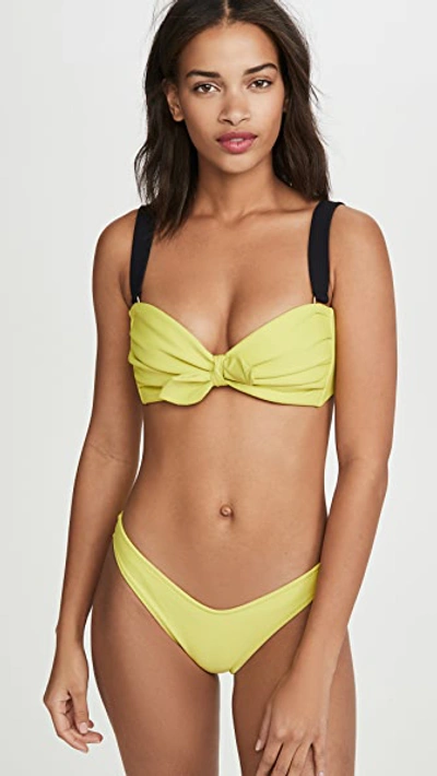Shop Montce Emma Bikini Top In Chartreuse/black