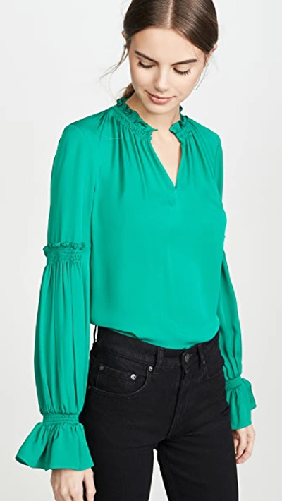 Shop Kobi Halperin Sonya Blouse In Emerald