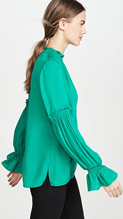 Shop Kobi Halperin Sonya Blouse In Emerald