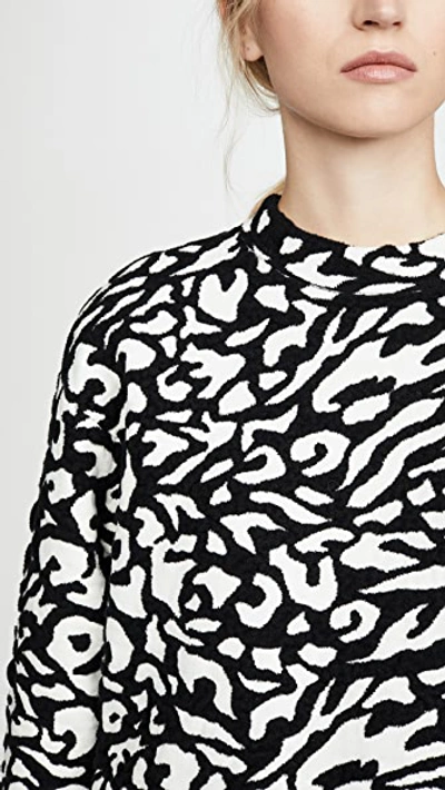 Shop Proenza Schouler White Label Animal Jacquard Cropped Pullover In White/black