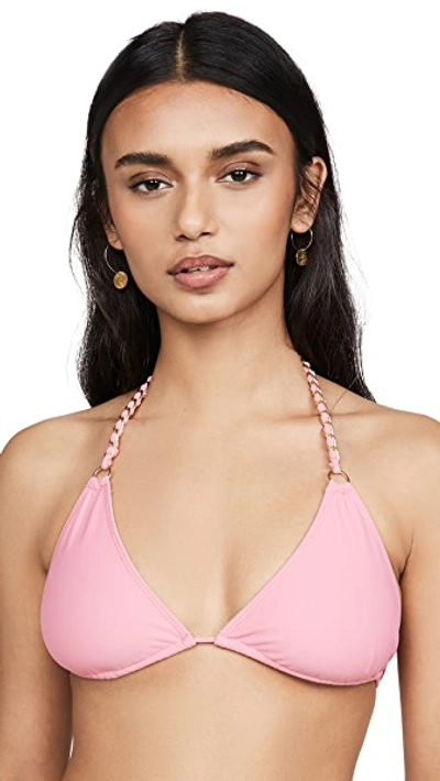 Shop Jonathan Simkhai Chain Triangle Bikini Top In Cherry Blossom