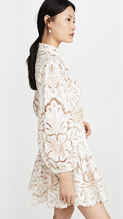 Shop Zimmermann Edie Embroidery Dress In Ivory