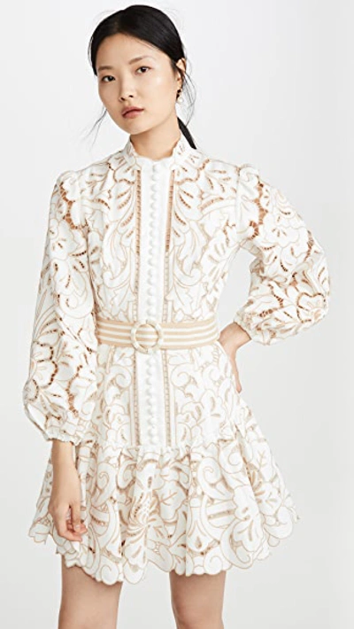 Shop Zimmermann Edie Embroidery Dress In Ivory