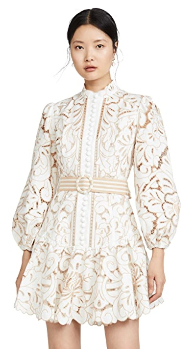 Shop Zimmermann Edie Embroidery Dress In Ivory