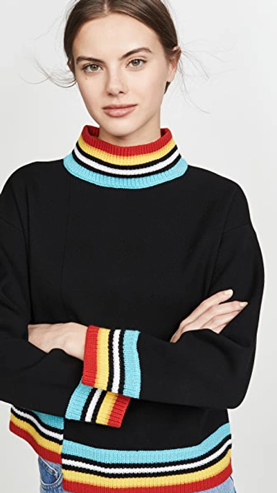 Shop Alice And Olivia Aleta Asymmetrical Pullover In Black/multi