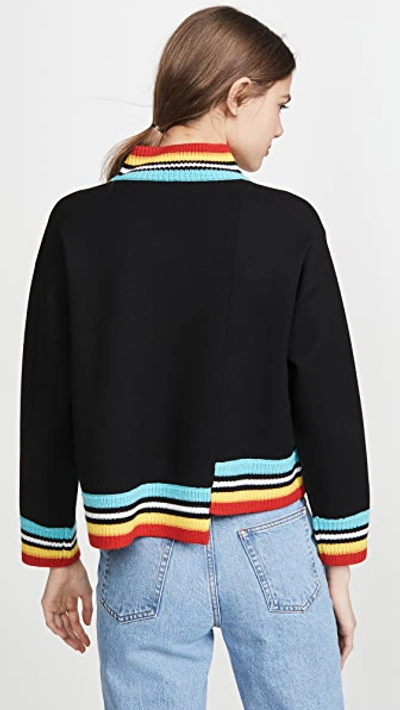 Shop Alice And Olivia Aleta Asymmetrical Pullover In Black/multi