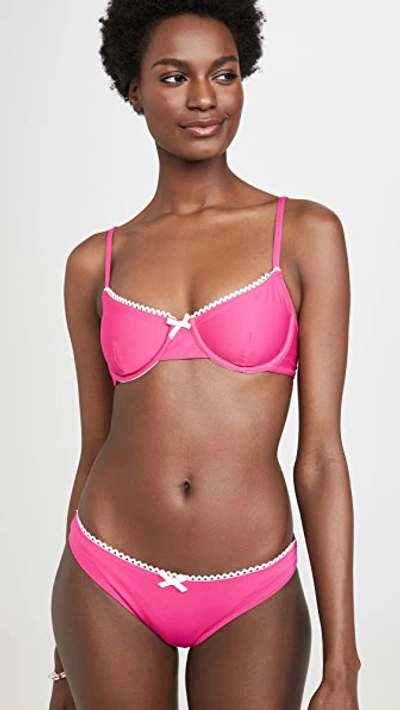 Shop Solid & Striped The Daphne Bikini Top In Fuschia