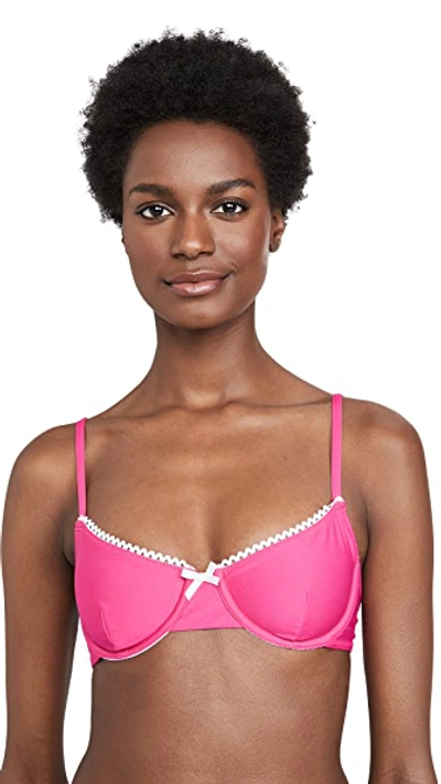 Shop Solid & Striped The Daphne Bikini Top In Fuschia