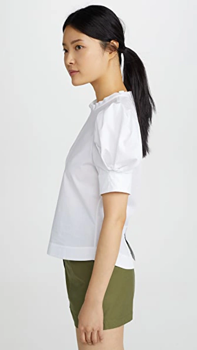 Shop Bassike Cotton Balloon Sleeve Top In White