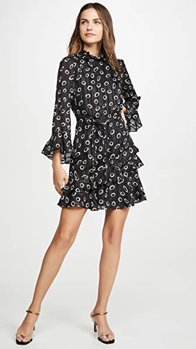 Shop Saloni Marissa Mini Dress In Space Dot/black