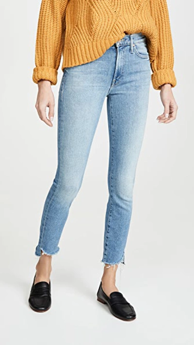 Shop Mother The Stunner Zip Ankle Step Fray Jeans In Camp Expert