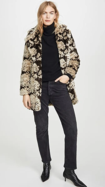 Shop Apparis Sydney Faux Fur Coat In Ivory Python