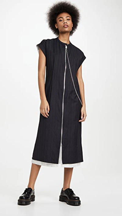 Shop Acne Studios Di Pinstripe Dress In Navy Blue