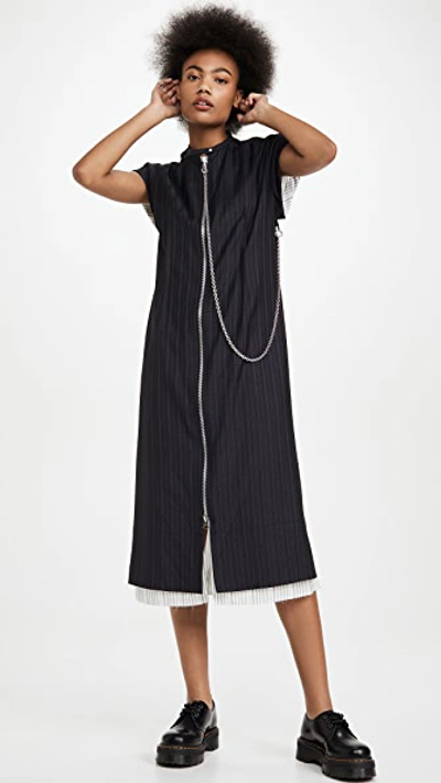 Shop Acne Studios Di Pinstripe Dress In Navy Blue