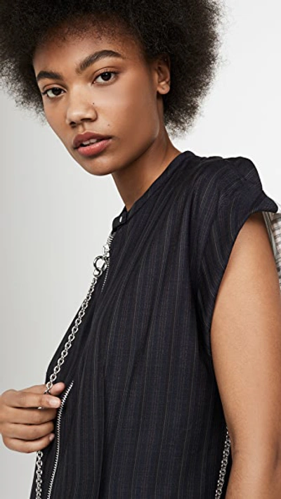 Shop Acne Studios Di Pinstripe Dress In Navy Blue