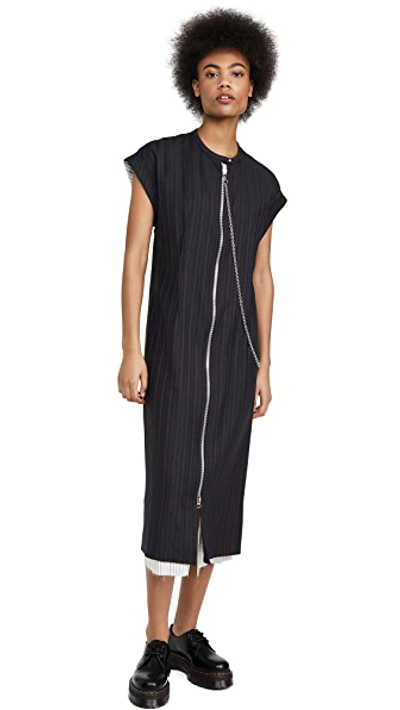 Shop Acne Studios Di Pinstripe Dress In Navy Blue