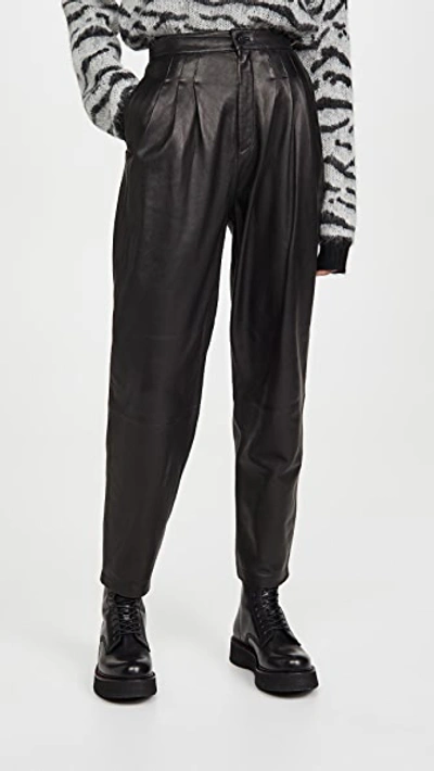 Shop J Brand Nila Leather Pleated Trousers In Black
