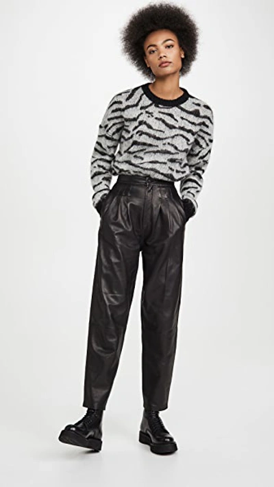 Shop J Brand Nila Leather Pleated Trousers In Black