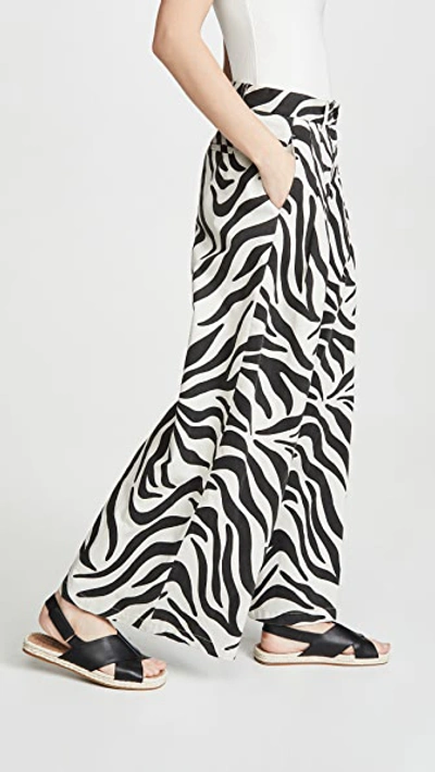 Shop Nili Lotan Marbella Pants In Ivory/black Zebra Print