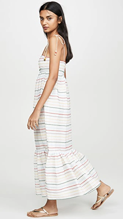 Shop Zimmermann Zinnia Scallop Stripe Sundress In Ivory Multi