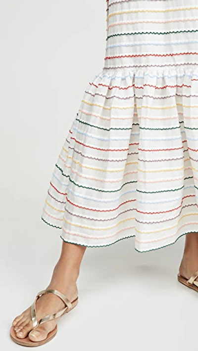 Shop Zimmermann Zinnia Scallop Stripe Sundress In Ivory Multi