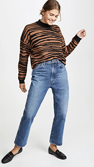 Shop Wayf Vincent Intarsia Sweater In Tiger Stripe