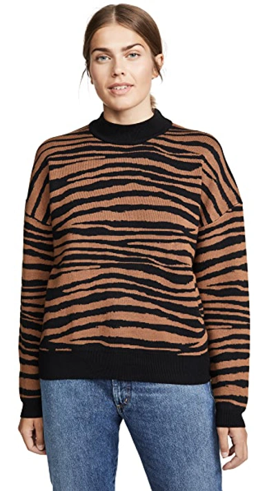 Shop Wayf Vincent Intarsia Sweater In Tiger Stripe