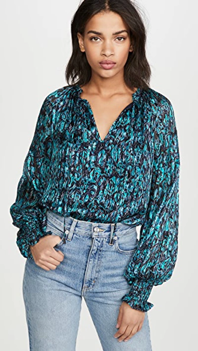 Shop Ramy Brook Luanne Blouse In Teal Combo