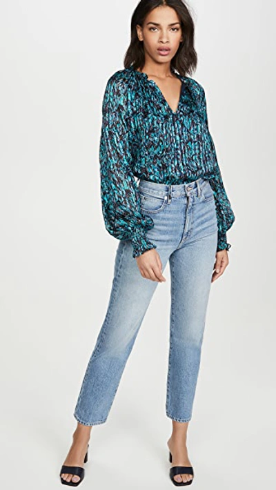 Shop Ramy Brook Luanne Blouse In Teal Combo