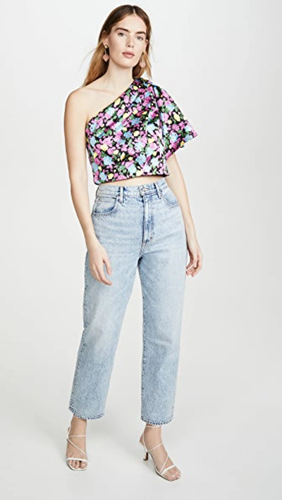 Shop Amur Anastasia Top In Black Anemone Floral