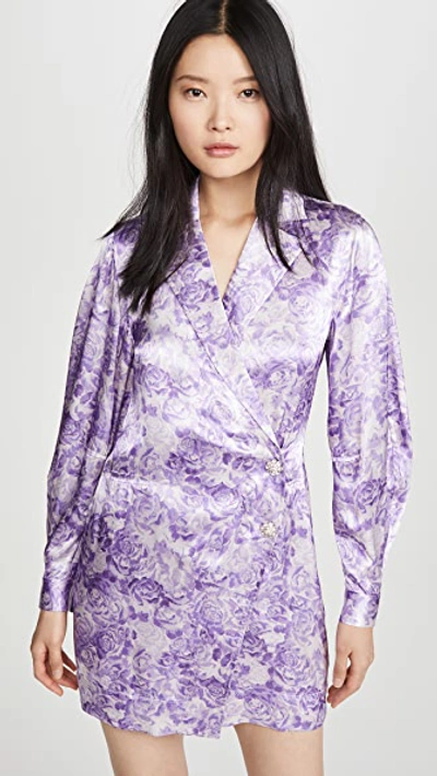 Shop Ganni Heavy Satin Dress In Violet Tulip