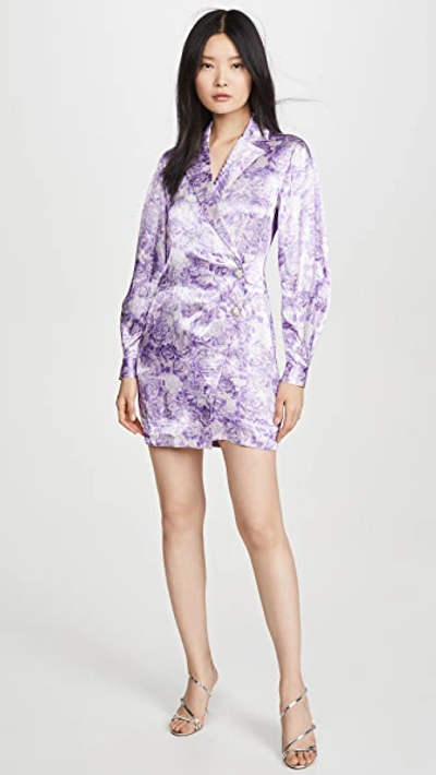 Shop Ganni Heavy Satin Dress In Violet Tulip